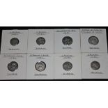 A group of eight ancient coins to include 1 x Roman republic M.Fannius c.f 123 B.C denarius: victory