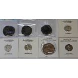 A group of eight ancient Roman coins to include 7 x Commodus 177-192 A.D (4 x sesterius (1 x