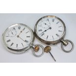 Two antique Swiss silver open faced pocket watches comprising a Stauffer & Co and another with