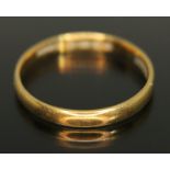 A hallmarked 22ct gold wedding band, wt. 2.92g, size R.