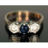 A hallmarked 9ct gold sapphire and colour stone stone cluster ring, gross wt. 2.44g, size N.