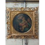 After Rafael, 19th century, oil on canvas, 'Madonna Della Sedia', diameter 38.5cm, ornate gilt