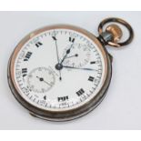 An early 20th century S. Smith & Son (Smiths) gun metal cased chronograph centre seconds open face