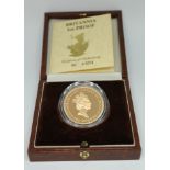 Royal Mint, Britannia 1oz proof coin, Elizabeth II, 1987, cased with certificate No.01016.
