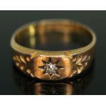 A late Victorian 15ct gold diamond ring, Birmingham 1891, gross wt. 1.92g, size N.