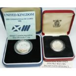 Royal Mint, Silver Commemorative two pound coin Scotland 1986, Elizabeth II, cased with