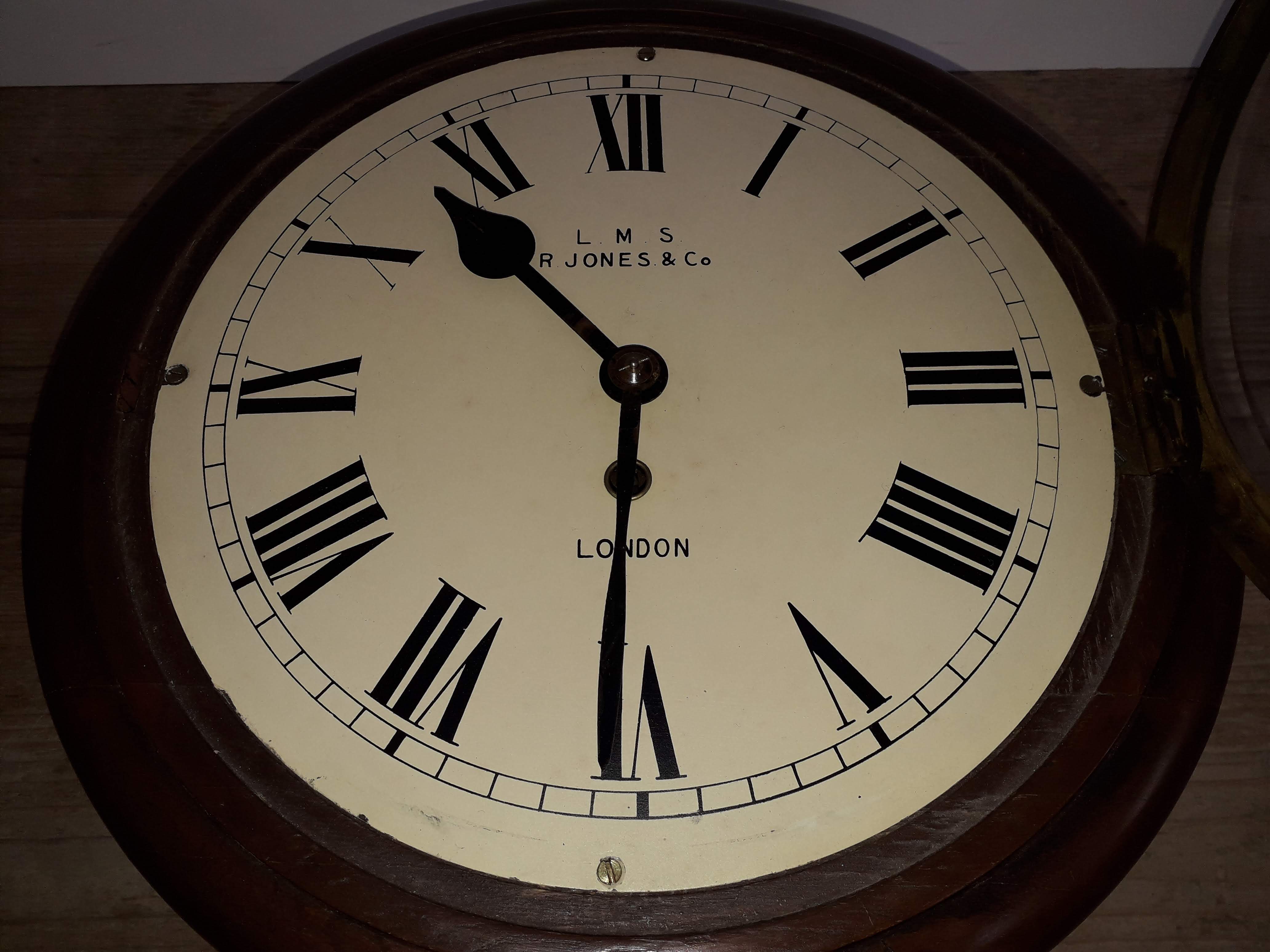 A London Midland and Scottish fusee wall clock, 10" dial signed R Jones & Co, London, total diam. - Image 9 of 13