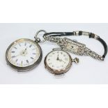 Three early 20th century continental silver watches comprising a ladies cocktail watch marked '.925'