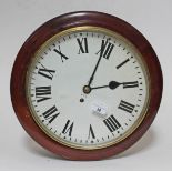 A mahogany wall clock, the 12" dial bearing 'G.P.O' and Elizabeth II cypher, single chain driven