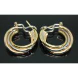 A pair of Italian 18ct three colour gold earrings, marked '18K ITALY', London import marks, wt. 12.