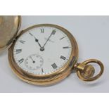 An early 20th century gold plated Waltham full hunter pocket watch, circa 1910 having signed white