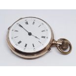 A Continental 14ct gold ladies pocket watch with white enamel dial, Roman numerals hour markers with