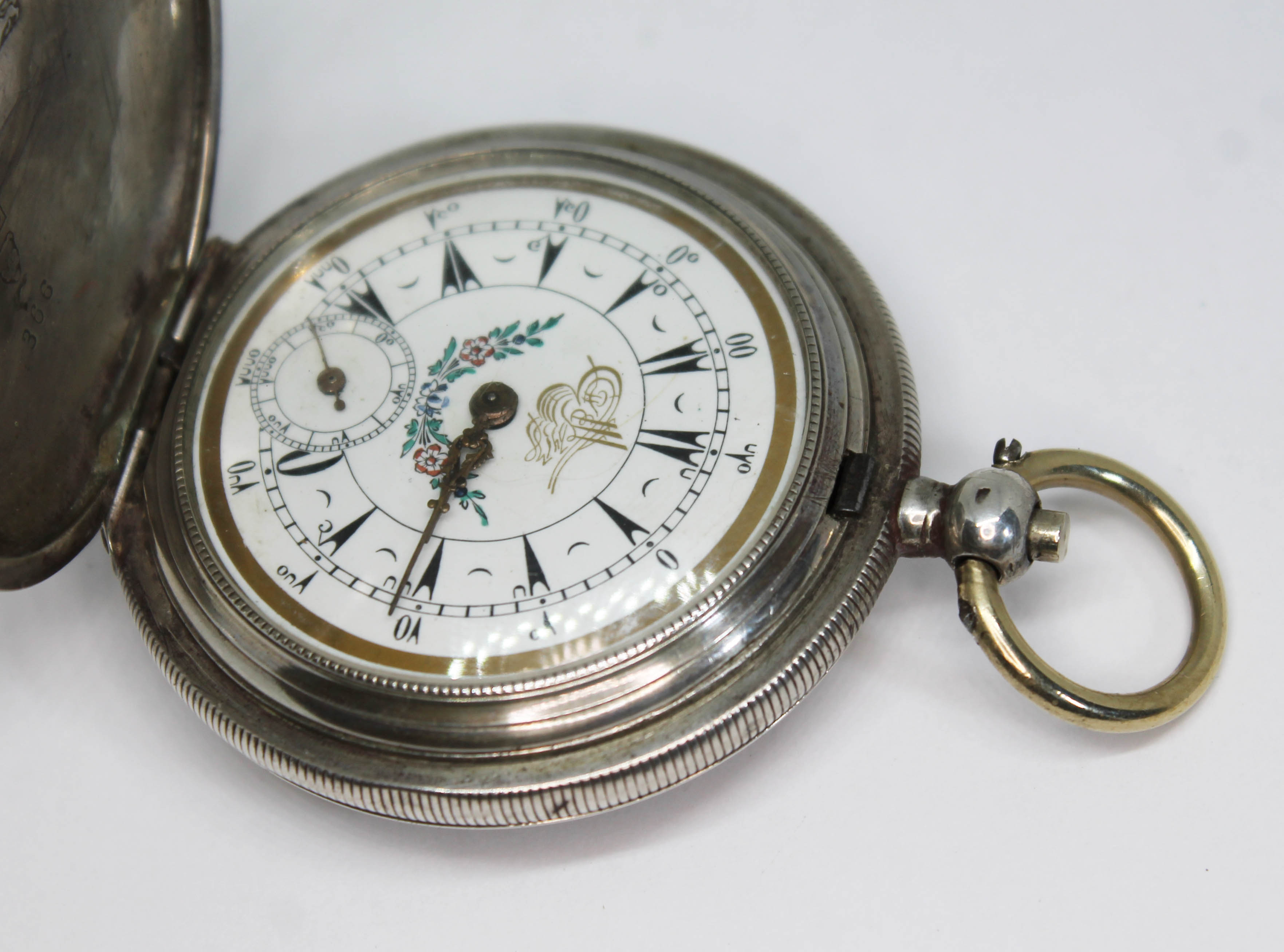 A Victorian hallmarked silver hunter Turkish market key wind pocket watch with Turkish numerals