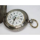 A Victorian hallmarked silver hunter Turkish market key wind pocket watch with Turkish numerals