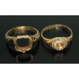 A Victorian hallmarked 18ct gold ring (missing seal) wt.1.81g size L, and a 15ct gold diamond