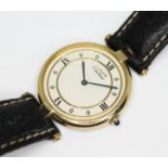 A Must De Cartier silver Vermeil ladies quartz wristwatch having signed cream dial with Roman