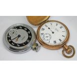 Two pocket watches comprising, a gold plated Waltham full hunter pocket watch, circa 1926, having