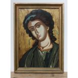 Geoffrey Nelson, 20th century school, religious icon, oil on board, signed with GN monogram to lower