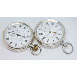 Two antique 'Acme Lever' silver open face pocket watches by H. Samuel, Manchester, both with
