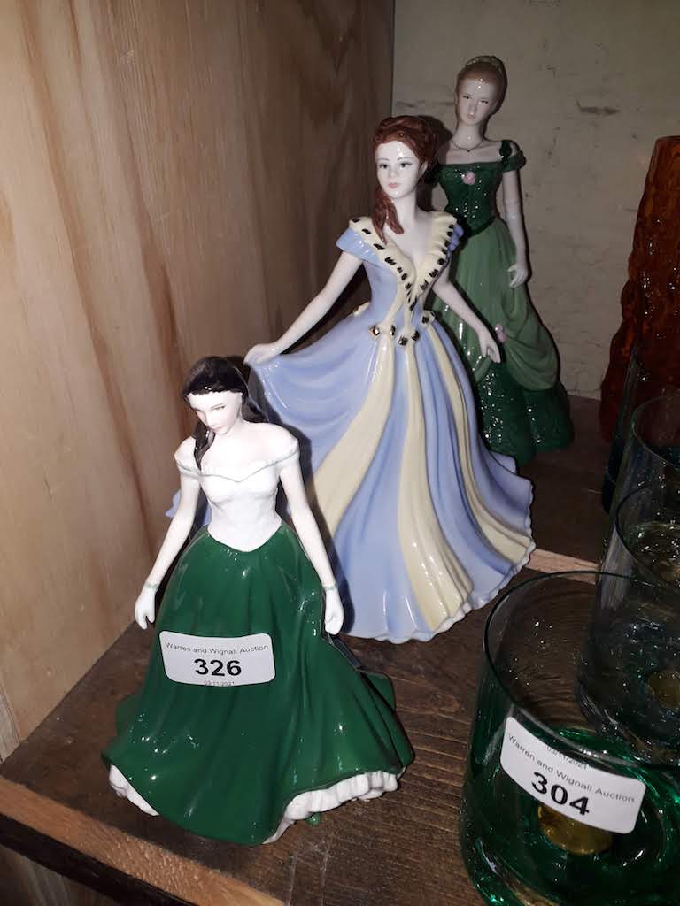 2 Royal Worcester figures and 1 Coalport - ( Royal Worcester ) "Susannah" and "Caitlin