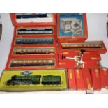 A box of boxed Hornby Railway 00 gauge items to include a R.855 L.N.E.R. 4-6-2 loco "FLYING