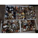 Five boxes of assorted miniature owl ornaments etc.