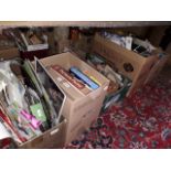 Five boxes of assorted owl bric a brac to include craft ware etc.