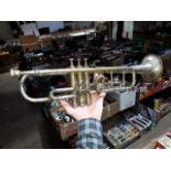 A Hawkes & Son trumpet "The Clippertone", numbered 53524, AF ( as found ).
