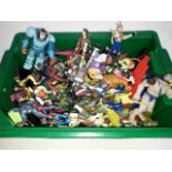 A box of vintage action figures including Power Rangers etc.