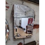 An Art Deco beveled wall mirror, 38.5cm x 46cm.