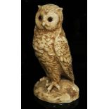 A Bretby pottery owl, height 30cm. Condition - good, minor nibbles around rim, crazing etc.