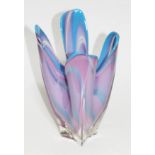 A pink and blue Czech glass vase, height 32cm.