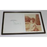 A framed signed Christmas card with photo from Queen Elizabeth, Christmas 1973.