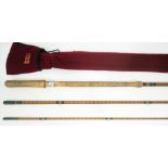 A Bruce & Walker Hexagraph 15' three piece Salmon Deluxe fishing rod, #10-12 weight, with rod bag.