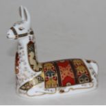 A Royal Crown Derby Collectors Guild Lama paperweight with gold stopper. Condiiton - good, no