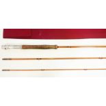 A vintage 9 1/2' Clan Rod Campbell split cane fly fishing rod by the Trossachs rod building co, with