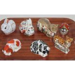 A group of seven Royal Crown Derby animal paperweights (including Collectors Guild editions)
