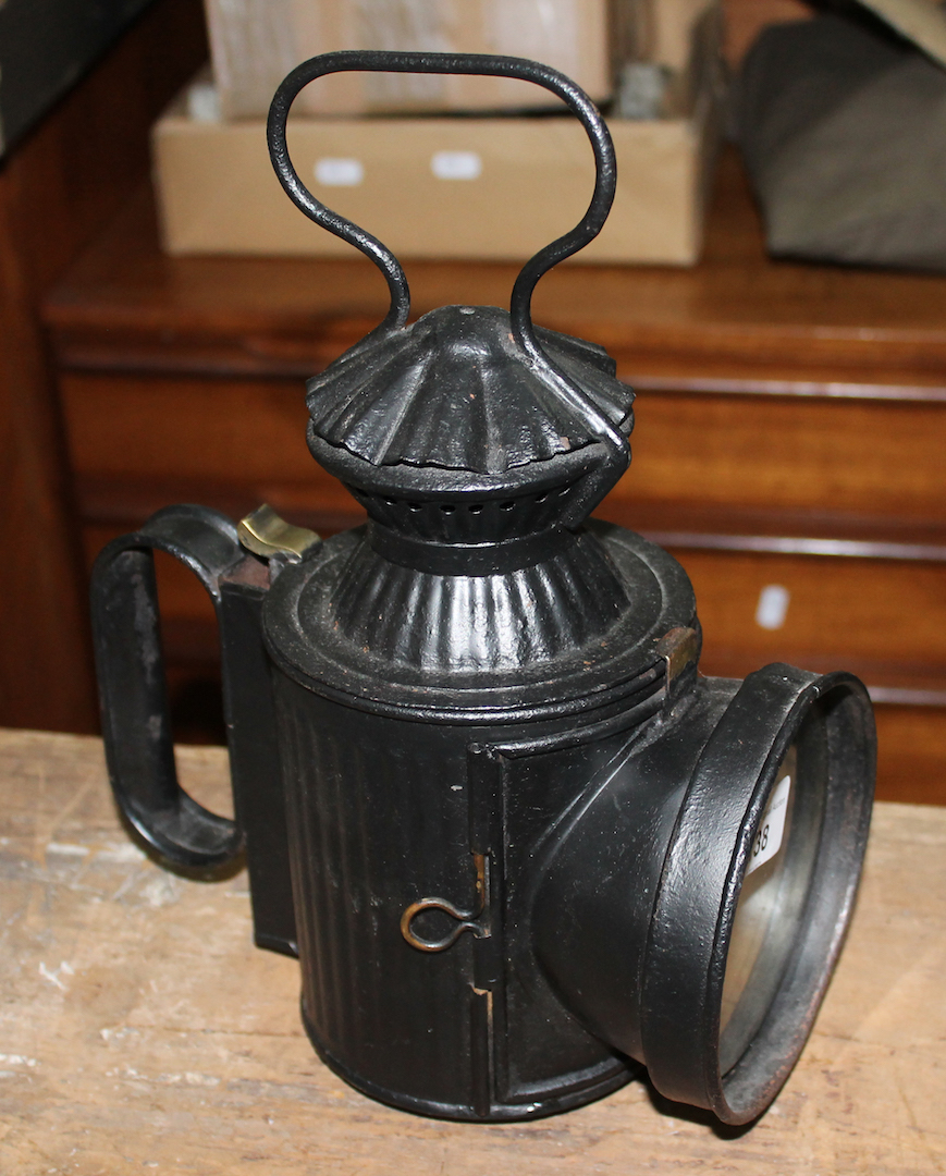 A railway lamp.