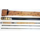 An Orvis Spey 15' three piece graphite fishing rod, #11 weight, 14oz with rod bag and tube. Good