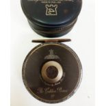 A vintage Hardy Bros Ltd fly fishing reel 'The Golden Prince' 7/8, with case. In working order, some