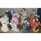 A group of twelve Royal Doulton figures, various designers. Condition - good, each appears damage/