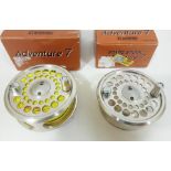 A G Loomis 3 1/2" Adventure 7 fly fishing reel, loaded with fly line, with original box and spare