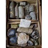 A collection of various minerals, rocks, geodes to include core samples.