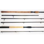 Two course/ match fishing rods; an 11' Shimano Forcemaster two piece commercial mini float rod and