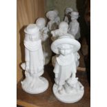 A group of eight Spode porcelain figures by Pauline Shaw. Condition - good, each appears damage/