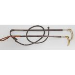 A silver mounted riding crop by Champion & Wilton, together with another antler handled crop.