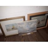 Alan Wickham, three watercolours, coastal scenes, two framed and glazed and one loose, one signed '