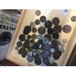A tray of old coins from 1800's to 1940's including silver.