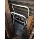 3 sets of metal step ladders and walking tripod seat