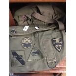 2 WW2 1945 US army khaki canvas small duffle type bags, stamped 1945 inside top cover and 1 US